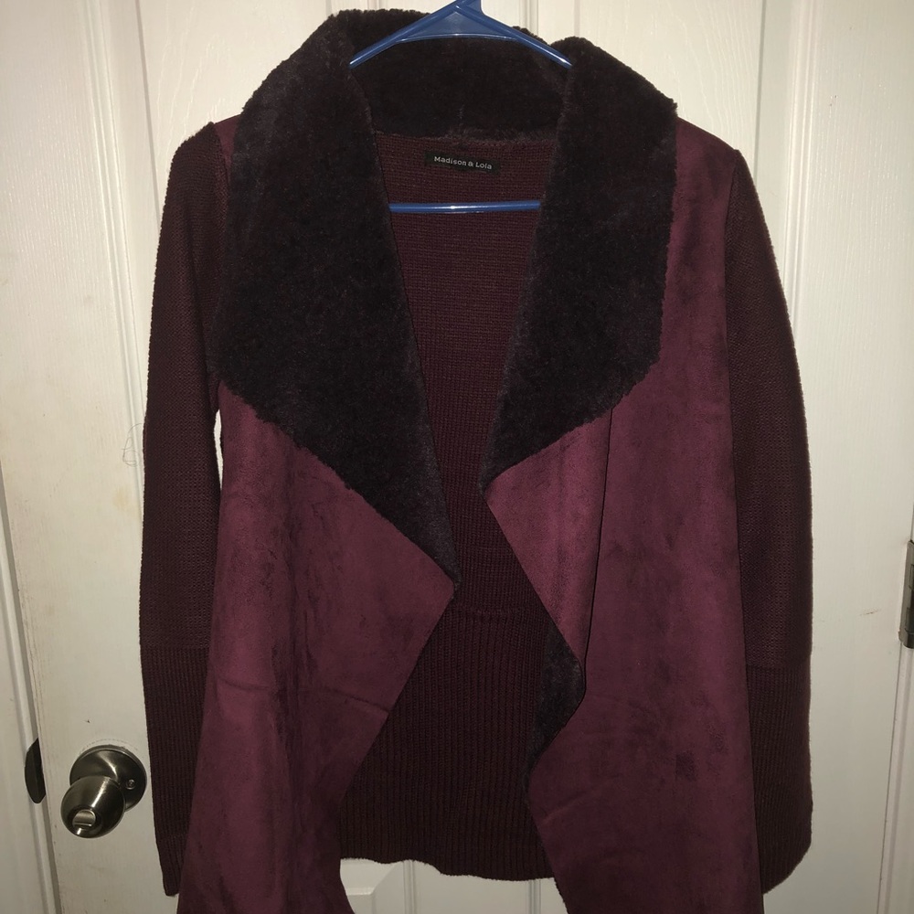 burgundy- eggplant sweater cardigan